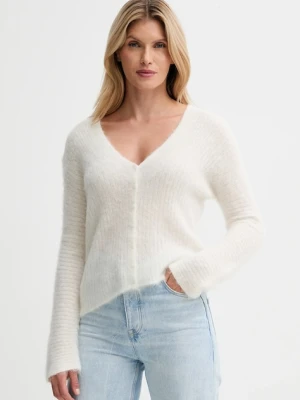 Calvin Klein kardigan z dodatkiem wełny damskie kolor beżowy LV044D344G