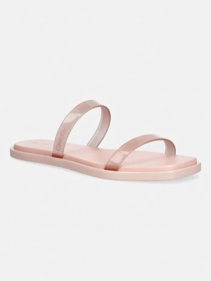 Calvin Klein klapki damskie JELLY SNDL DOUB BAR SHINY ST TPU różowy