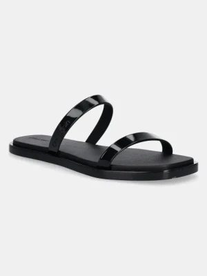 Calvin Klein klapki DOUBLE BAR SLIDE - JELLY damskie kolor czarny HW0HW02417