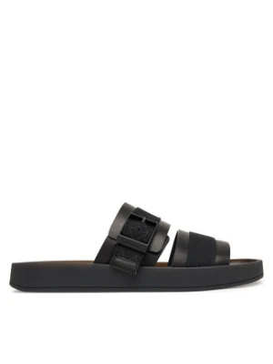 Calvin Klein Klapki Ergon Buckle Sandal Wb Lth Aop HM0HM02096 Czarny