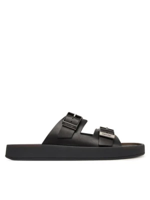 Calvin Klein Klapki Ergon Double Bar Sandal Lth HM0HM02097 Czarny