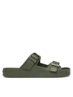 Calvin Klein Klapki Ergon Eva Double Bar Sandal HM0HM02116 Zielony