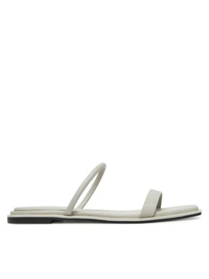 Calvin Klein Klapki Flat Sandal Squared 2-Bar Lth HW0HW02532 Beżowy