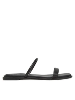 Calvin Klein Klapki Flat Sandal Squared 2-Bar Lth HW0HW02532 Czarny