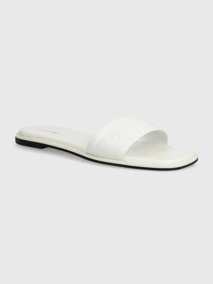 Calvin Klein klapki FLAT SLIDE HE damskie kolor biały HW0HW01989