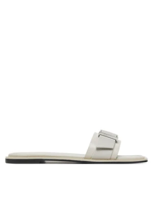 Calvin Klein Klapki Flat Slide W/Buckle - Lth HW0HW02490 Szary