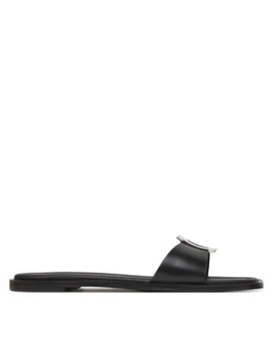 Calvin Klein Klapki Flat Slide W/Ck Hw Big - Lth HW0HW02482 Czarny