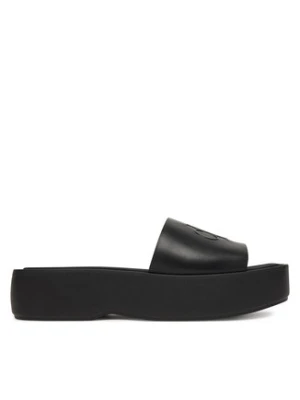 Calvin Klein Klapki Flatf Sndl Lth Mg HW0HW03026 Czarny