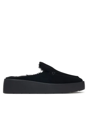 Calvin Klein Klapki Flatform Mule Suede WL HW0HW03182 Czarny