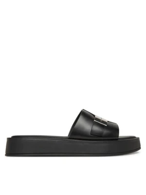 Calvin Klein Klapki Flatform Slide W/Ck Hw - Lth HW0HW02368 Czarny