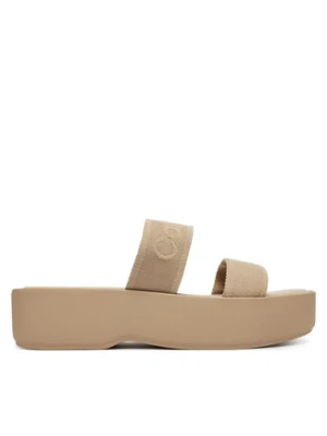 Calvin Klein Klapki Flatform Sndl Webbing HW0HW02878 Beżowy
