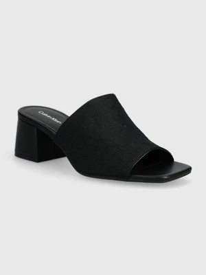 Calvin Klein klapki HEEL MULE 45 MONOCQ damskie kolor czarny na słupku HW0HW01936