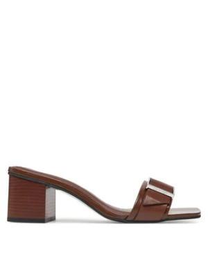 Calvin Klein Klapki Heel Mule 50 W/Buckle - Lth HW0HW02478 Brązowy