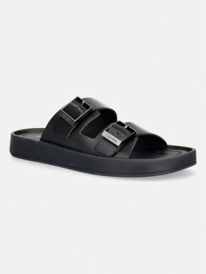 Calvin Klein klapki męskie skórzane ERGON DOUBLE BAR SANDAL LTH