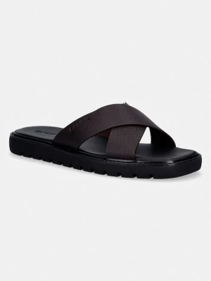 Calvin Klein klapki męskie skórzane SQ MOLDED SANDAL XCROSS LTH