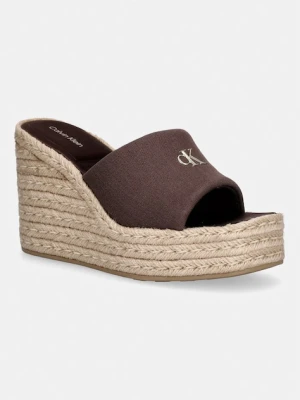 Calvin Klein klapki na koturnie damskie WEDGE ESPAD 70 CANVAS MG