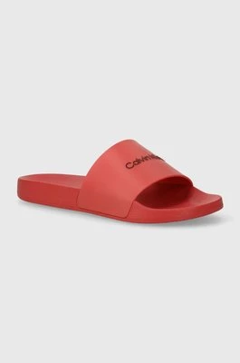 Calvin Klein klapki POOL SLIDE RUBBER męskie kolor czerwony HM0HM00455