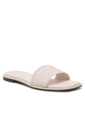 Calvin Klein Klapki Squared Flat Slide He HW0HW00817 Beżowy