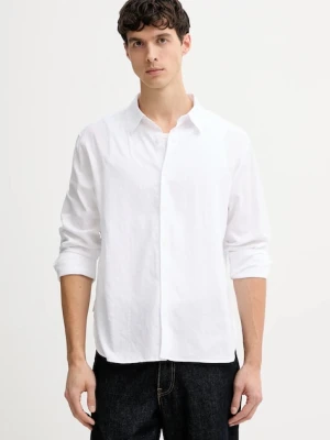 Calvin Klein koszula bawełniana męska kolor biały relaxed z kołnierzykiem klasycznym LV04LE111G