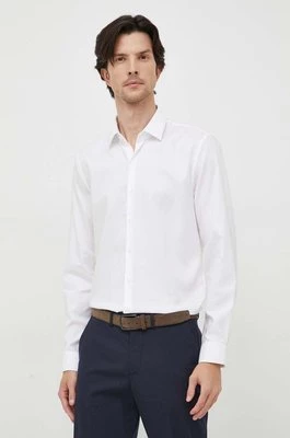 Calvin Klein koszula bawełniana męska kolor biały slim z kołnierzykiem klasycznym