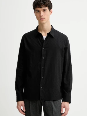 Calvin Klein koszula bawełniana męska kolor czarny relaxed z kołnierzykiem klasycznym LV04LE111G