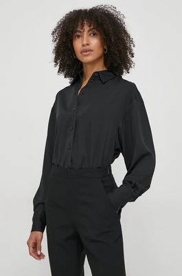 Calvin Klein koszula damska kolor czarny relaxed z kołnierzykiem klasycznym