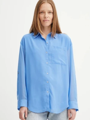 Calvin Klein koszula damska kolor niebieski relaxed z kołnierzykiem klasycznym LV044B902G