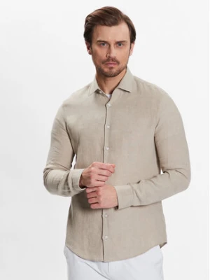 Calvin Klein Koszula Linen Solid Slim Shirt K10K109286 Beżowy Slim Fit