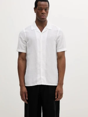 Calvin Klein koszula lniana męska kolor biały regular K10K114197