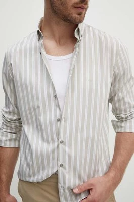 Calvin Klein koszula męska kolor beżowy slim z kołnierzykiem button-down K10K113195