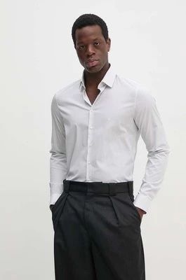 Calvin Klein koszula męska kolor biały slim z kołnierzykiem klasycznym K10K113537