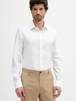 Calvin Klein koszula męska kolor biały slim z kołnierzykiem klasycznym LV019EU017