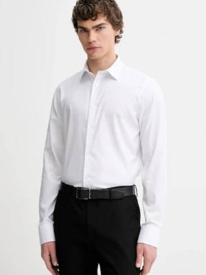 Calvin Klein koszula męska kolor biały slim z kołnierzykiem klasycznym LV019EU028