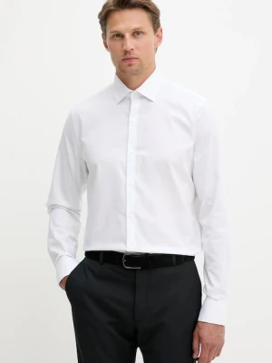 Calvin Klein koszula męska kolor biały slim z kołnierzykiem włoskim LV019EU006
