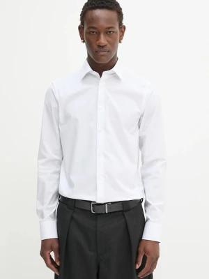 Calvin Klein koszula męska kolor biały slim z kołnierzykiem włoskim LV019EU029