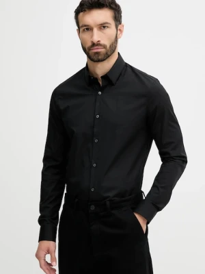 Calvin Klein koszula męska kolor czarny slim z kołnierzykiem klasycznym LV019EU030