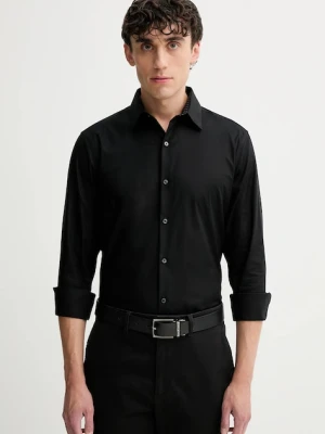 Calvin Klein koszula męska kolor czarny slim z kołnierzykiem klasycznym LV019EU053