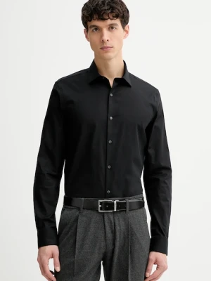 Calvin Klein koszula męska kolor czarny slim z kołnierzykiem włoskim LV019EU006