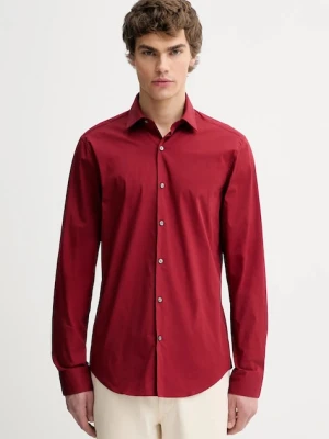 Calvin Klein koszula męska kolor czerwony slim z kołnierzykiem klasycznym LV019EU037