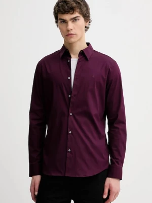 Calvin Klein koszula męska kolor fioletowy slim z kołnierzykiem klasycznym LV04LB145G