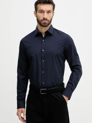Calvin Klein koszula męska kolor granatowy slim z kołnierzykiem klasycznym LV019EU000