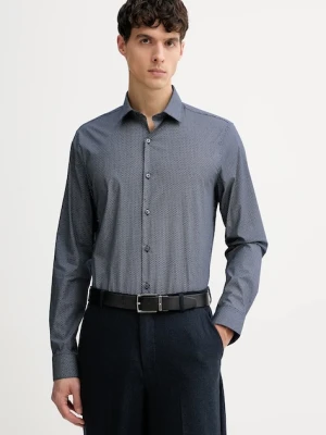 Calvin Klein koszula męska kolor granatowy slim z kołnierzykiem klasycznym LV019EU083