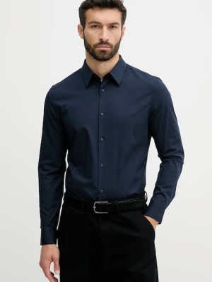 Calvin Klein koszula męska kolor granatowy slim z kołnierzykiem klasycznym LV04LB145G