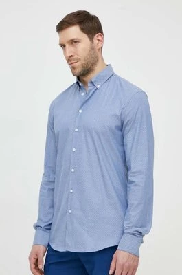 Calvin Klein koszula męska kolor niebieski slim z kołnierzykiem button-down