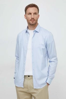 Calvin Klein koszula męska kolor niebieski slim z kołnierzykiem klasycznym