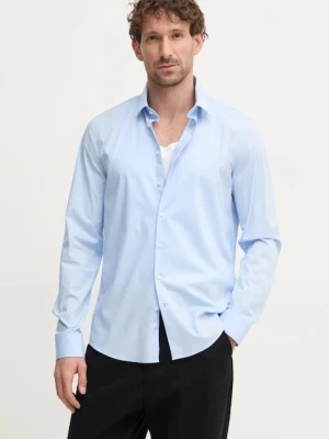 Calvin Klein koszula męska kolor niebieski slim z kołnierzykiem klasycznym K10K113846