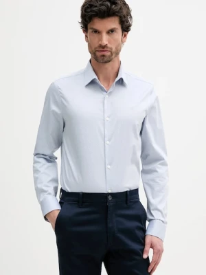Calvin Klein koszula męska kolor niebieski slim z kołnierzykiem klasycznym LV019EU011