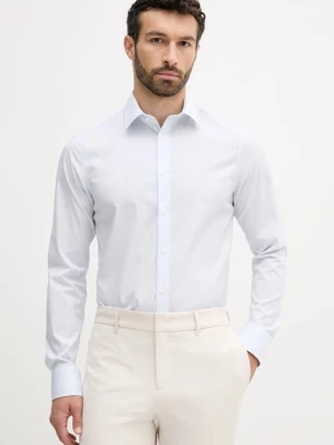 Calvin Klein koszula męska kolor niebieski slim z kołnierzykiem klasycznym LV019EU031