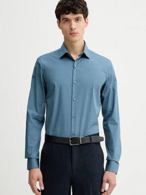 Calvin Klein koszula męska kolor niebieski slim z kołnierzykiem klasycznym LV019EU037