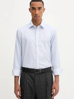 Calvin Klein koszula męska kolor niebieski slim z kołnierzykiem klasycznym LV019EU068